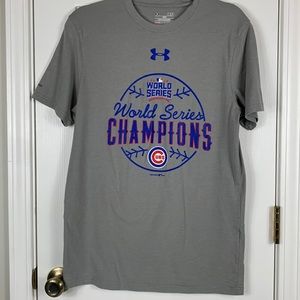 Under Armour grey Chicago Cubs World Series short sleeved tee shirt size sm